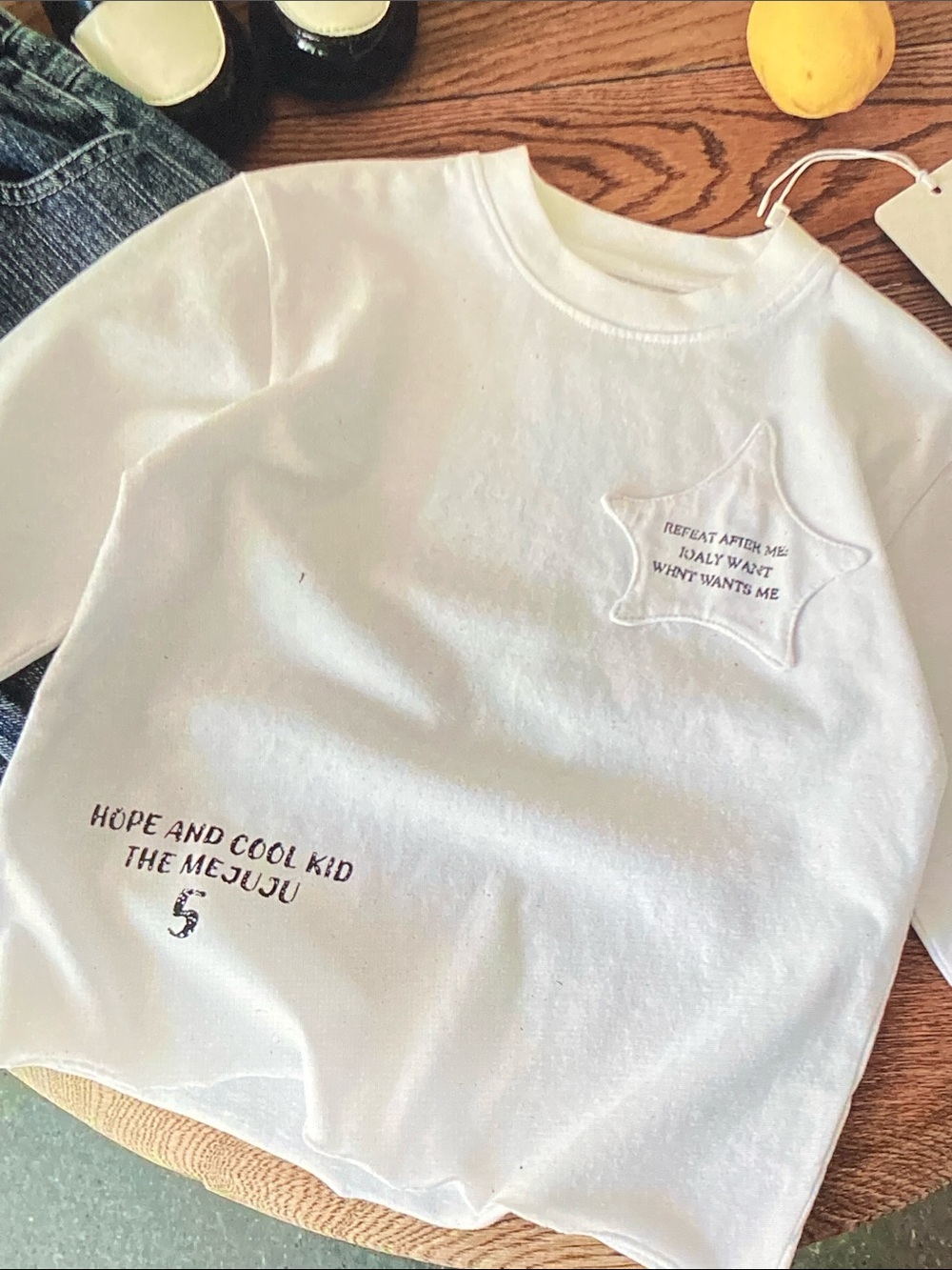 White Star Patch Short Sleeve Tee for Kids - Picture 8 of 9